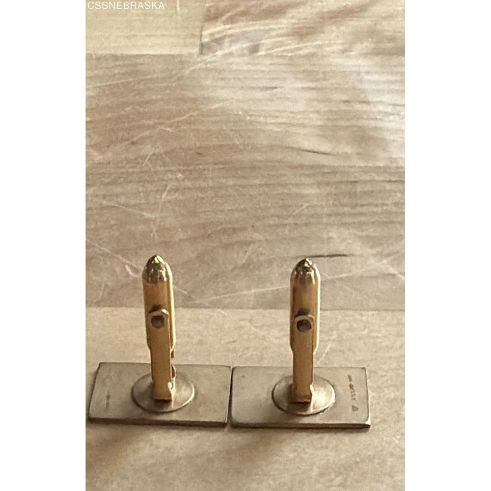 Vintage Mid-Century 12K Gold Filled GF Engraved Geometric Rectangle Cufflinks